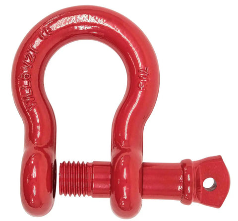 Beefy Seven-Eighth Inch Anchor Shackle Forged Carbon Steel With Alloy Screw Pin, 6.5 Ton Working Load Limit, Heavy Duty D Ring Shackle For Towing Rigging And Vehicle Recovery, Rust Resistant, 4 Pack red forged carbon steel shackle with screw pin