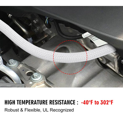 Dog Proof Pet Resistant 25ft Cord Protector Sleeves, 1/2 Inch Thick Wire Cable Cover White, Snip To Size Polyethylene Wrap, Beast Mode Home Office Cable Management Flex For Tangled Wire Chaos covering engine cables.