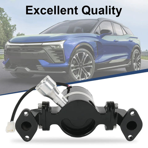 Bulletproof High Flow Electric Water Pump Setup For Big Block Chevy BBC 396 427 454 502 showing black aluminum design and hose connection.