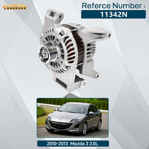12V 100A High Output Alternator For 2010 2011 2012 2013 Mazda 3 2.0L L4 OE Replacement Replaces 11342N A2TJ0791 LF8J18300 LF8J-18-300