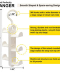 Two Pack Purse Organizer Hanger For Closet Storage Durable Bag Organizer, showing white plastic structure and swivel hook dimensions.