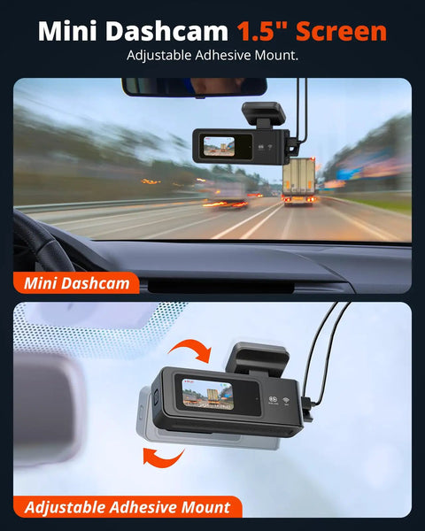 Dual 2K Front And Rear Dash Cam With 64GB SD Card Wireless WiFi Car Camera 1.5 Inch Screen Mini Back Camera G Sensor