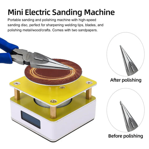 Heavy Duty Mini Disc Sander Runs Butter Smooth At 10000 Rpm Adjustable Bench Grinder For Wood And Metal With Two Sanding Pads in use.