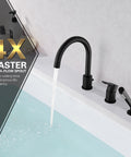 Matte Black Roman Bathtub Faucet For 3 Hole Deck Mount Installation With Brass Handheld Shower Sprayer 59 Inch Hose in action