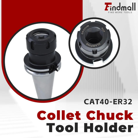 CAT40 ER32 Collet Chuck Set, 8 Piece, 2.76 Inch Gage Length, Pro Grade CNC Engraving Milling Lathe Tool Kit close-up image