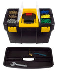 Portable Rolling Tool Box With Wheels Stackable Two In One Tool Chest With Fold Down Comfort Handles Tough Latches And Removable Storage Trays