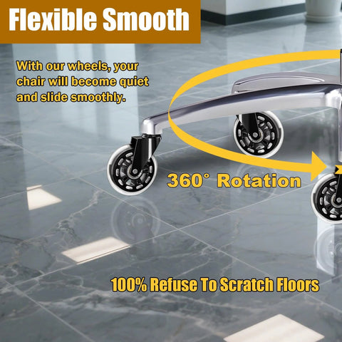 3 Inch Office Chair Caster Wheels Rubber Heavy Duty Replacement Set Of 5 Universal 11mm Stem Fit For Hardwood Floors And Carpets
