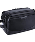Men Toiletry Bag Large Travel Organizer Dopp Kit Water Resistant PU Leather Exterior With Wide Opening Interior Compartments In Black