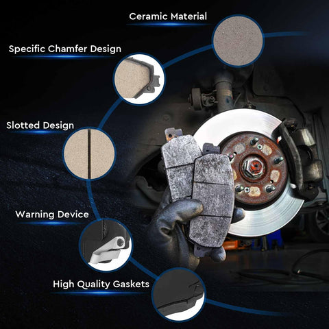 ILONPA 8pc front/rear semi-metallic brake pad set with hardware for GMC Sierra 1500 and Chevy Silverado 1500