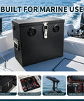 Built Tough Stainless Steel Battery Box For Group 24 And 27 Batteries Lockable 12V Power Relocation Kit on boat.