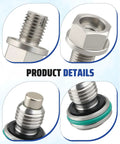 Heavy Duty M12.1 15mm Oversize Magnetic Oil Drain Plug That Traps Metal Shavings Perfect For Engine Oil Pans Transmission And Differential Flush Jobs Without Leaking, stainless steel