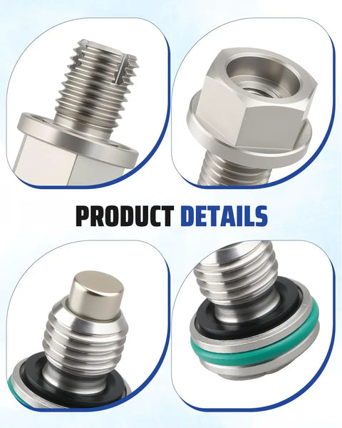 Heavy Duty M12.1 15mm Oversize Magnetic Oil Drain Plug That Traps Metal Shavings Perfect For Engine Oil Pans Transmission And Differential Flush Jobs Without Leaking, stainless steel