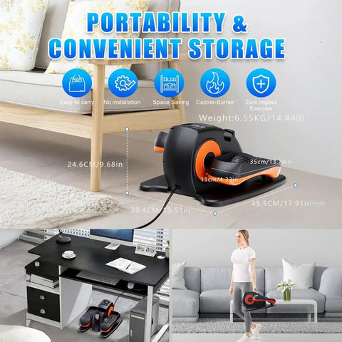 Under Desk Elliptical Portable Leg Exerciser For Seniors With Remote Control LCD Display Seated Elliptical Trainer Low Impact Cardio Traction Straps Easy Assembly For Office Home Workout