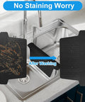 Ultra Soft Silicone Sink Mat Protector For Sink Dividers No Smell Never Stain No Fuss Dishware Friendly Scrub Ready Keeps Bowls Pans From Scratching The Sink Divider Silicone Shield 12.83 By 11.1 Inches showing before and after washing with sink
