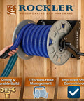 Shop Vacuum Hose Reel With 40 Ft Of 1.5 In Hose Wall Mount Steel Frame Adjustable Tension Knob Easy Install Dust Collector Accessory