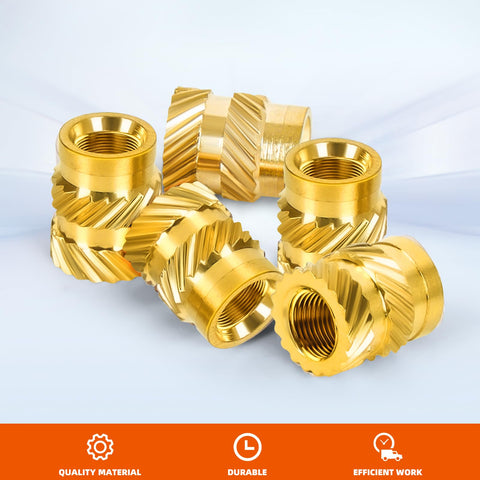 Brass Heat Set M3 Threaded Inserts For 3D Printing, Knurled Female Nuts, M3 Size 5mm By 5mm Metric, Easy Embedding Without Counterbore, Ultra Durable, Reliable Fixes, 100 Pack