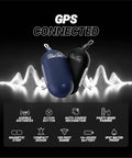 Player Go Golf GPS Speaker With AI Power featured with IPX7 waterproof, magnetic strip, auto course recognition, in black and blue.