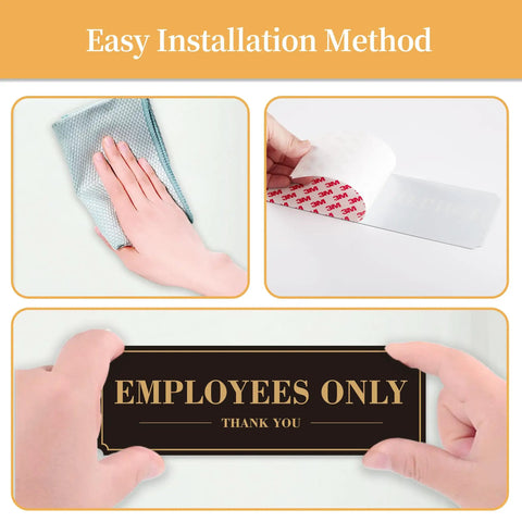 Easy installation of Employees Only Sign For Doors And Walls Two Pack Self Adhering Staff Only Sign 9 By 3 Inches Weather Resistant