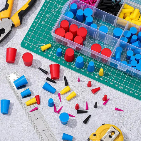 Dope 250 Pc Silicone Cone Plug Kit With 8 Sizes Perfect For Air Conditioner Drain Holes And Powder Coating Projects So You Can Seal Up All Your Needs Like A Pro Without Breaking The Bank And Reuse It Many Times. Assorted silicone cone plugs in storage box, 8 sizes for coating and drain holes