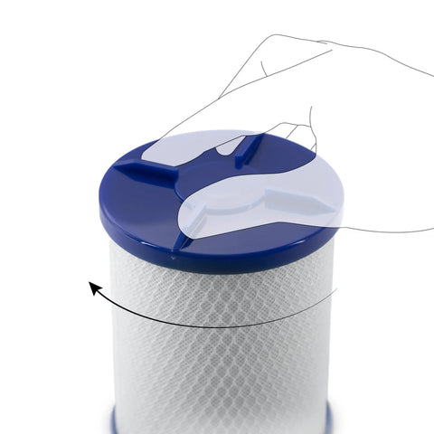 Hand installing High Purity Coconut Shell Activated Carbon Water Filter Cartridge At Home Use 750 GPD 0.5 Micron