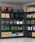 No Nonsense Heavy Duty Metal Storage Shelving Unit With 5000 Lbs Capacity, 84 Inch High Five Tier Adjustable Freestanding Garage Shelves For Workshop, Warehouse, Basement, Anti Slip Rubber Strips For Floor Protection, black steel garage shelves with bins