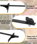 Pro Grade Edge Rip Guide For Circular Saw With Low Friction Tracks And Twist Lock Knobs, showing adjustable knob for precise cutting.