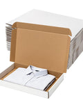 White Corrugated Shipping Boxes 17x11x2 Inches 20 Pack For Small Biz Lightweight Yet Heavy Duty Three Layer Mailers with folded shirt inside