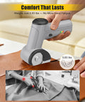 Selumie 2026 New Cordless Electric Scissors, 4V Rechargeable Cardboard Cutter, grey handheld tool on leather, weighs 0.83 lbs.