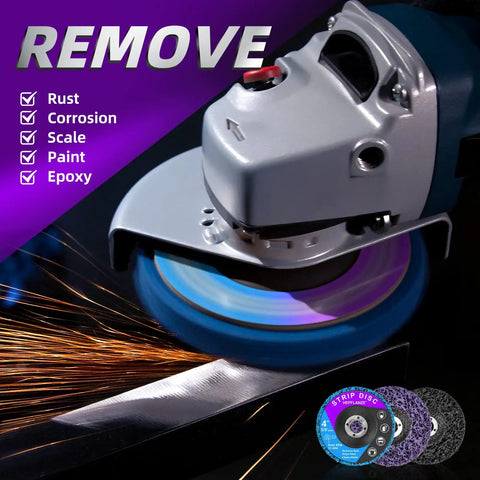 Angle grinder with 10 Pack Strip Discs 4 Inch Stripping Wheel For Angle Grinder Rust Busting Clean Paint Off Welds Oxidation For Metal