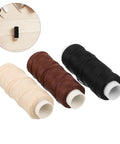 Three Pack Polyester Sailboat Rigging Line Replacement Rope For RC Boats And Model Ships in black, brown, cream colors.