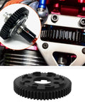 Close-up of a 32P 0.8 Mod 57T Carbon Steel Spur Gear for Arrma 1/10 3S RC Cars installed in a drivetrain component