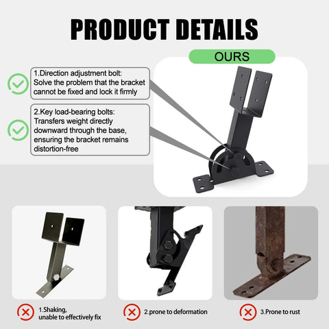 Heavy Duty 2x4 Roof Riser Brackets Kit Three Pack With Adjustable Angles Black Powder Coated Pergola Support Brackets For Patios Gazebos And Outdoor Pergolas Durable Roof Lift Brackets Built To Take Rain Or Shine