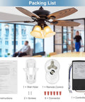 Universal Ceiling Fan Remote Control Kit Dimmable Replacement for Hunter Hampton Bay Harbor Breeze Works With Hunter 99122 99123 99600 shown with parts list.