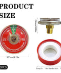 Kickass Heavy Duty Brass And Stainless Steel Water Fire Extinguisher Pressure Gauge With Bright Green Safety Zone Dial rated one to 100 PSI, showing size and threaded port.