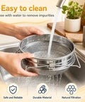 Double Mesh Honey Strainer for Beekeeping, Coarse Top Screen and Fine Bottom Screen Filter, 9x14 Inch being rinsed in sink