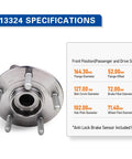 Set Of 2 Front Wheel Hub And Bearing Assemblies 513324 For 2011-2023 Dodge Durango, 2011-2021 Jeep Grand Cherokee Specifications