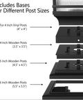Premium Solar Outdoor Post Cap Lights For 4x4 5x5 And 6x6 Posts, base options for vinyl and wooden posts shown