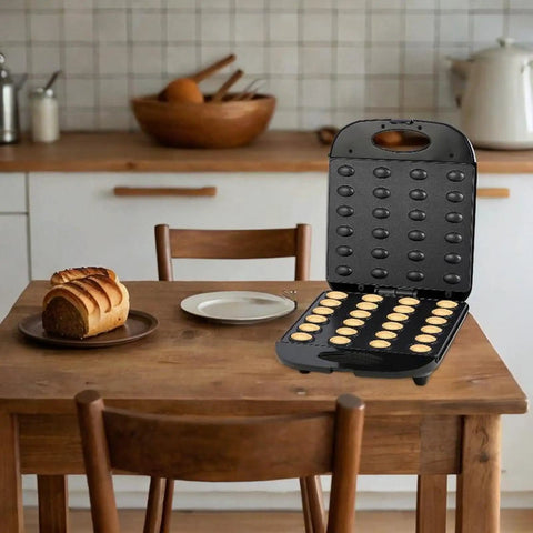 High Performance Electric Nut Press For Cooking on kitchen table with bread, compact size fitting standard counter.