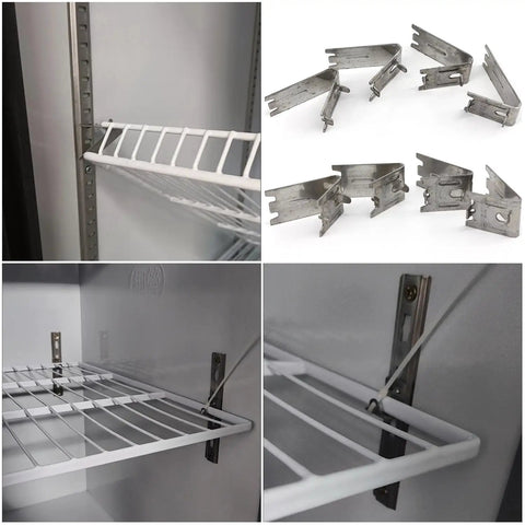 15 Pack Commercial Freezer Shelf Clips Replacement Stainless Steel Shelf Buckles for reach-in fridge rack support, image.