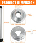 Dimensions of Built Tough 29 Inch Boat Table Leg and RV Camper Stand with Twist Lock System in aluminum and stainless steel.