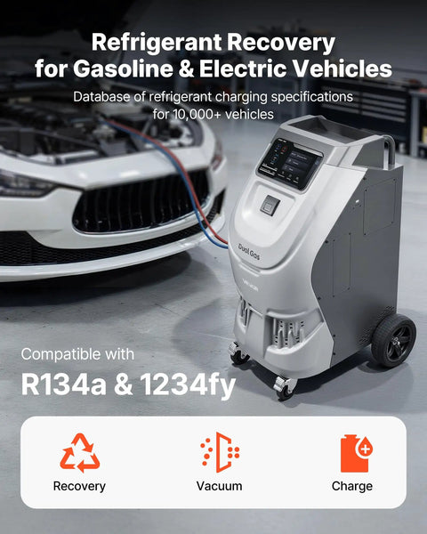 Shop Grade No Fuss Fully Automatic Refrigerant Recovery Machine For R134a And 1234yf Auto AC Service With Smart Touchscreen Vacuum.