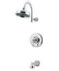 Ashfield Tub And Shower Trim Kit With 1.8 Gpm Polished Chrome Finish, ADA ANSI A117.1 Compliant, rain spray fixture displayed