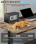 Compact Home Safe Box 0.30 Cu Ft Mini Safe With Digital Keypad on desk beside sleeping cat and laptop