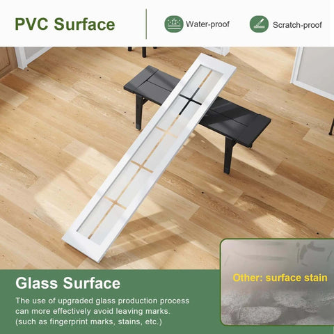 Bifold Barn Door 30x84 Inch Double 15x84, Preassembled White Frosted Glass Cross Transparent Bifolding Door on wood floor