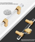 10 Pack 5 Inch Gold Acrylic Drawer Pulls with Seven Point Five Inch Overall Length for Kitchen Cabinets, close-up view