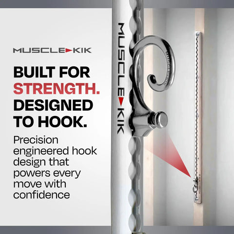 Close-up of the Kickass Aluminum Wall Mounted Fitness Anchor Platform hook, showcasing its strength and precision design.