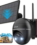 Solar Powered Wireless Outdoor Security Camera System With 360 Degree PTZ, Spotlight And Siren, 5MP Color Night Vision