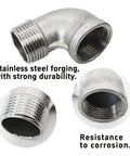 Close-up of 90 Degree Street Elbow 1 Inch NPT Male To Female Stainless Steel 304 Pipe Fittings showing durability and corrosion resistance.