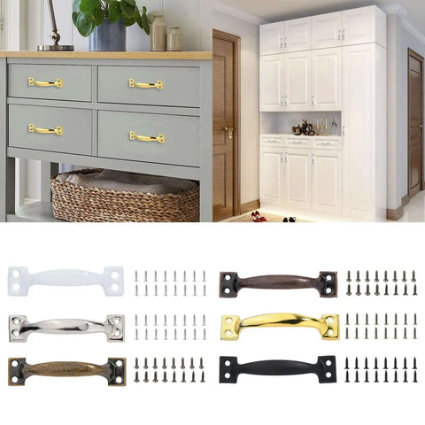 4 Pack Barn Door Pulls Metal Handles For Cabinets, Drawers, Wood Gates, Iron Furniture Knob Set With Arched Grip And Smooth Finish