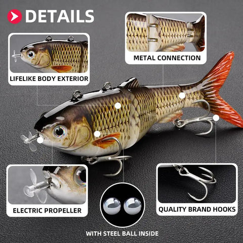 Electric Robotic Swimbait Lure Five Point One Inch USB Rechargeable Auto Swimming Lure With LED Light For Bass Trout Pike Fishing Tackle Color T620